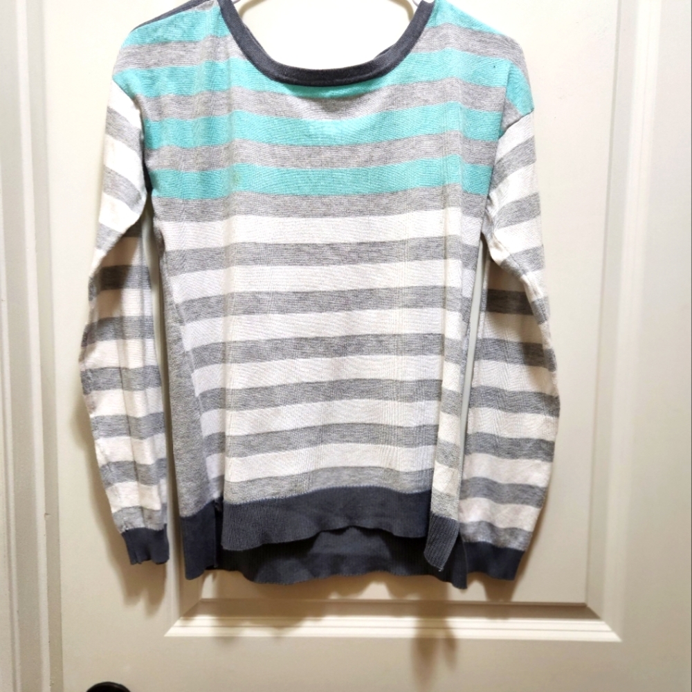 Turquoise and gray sweater